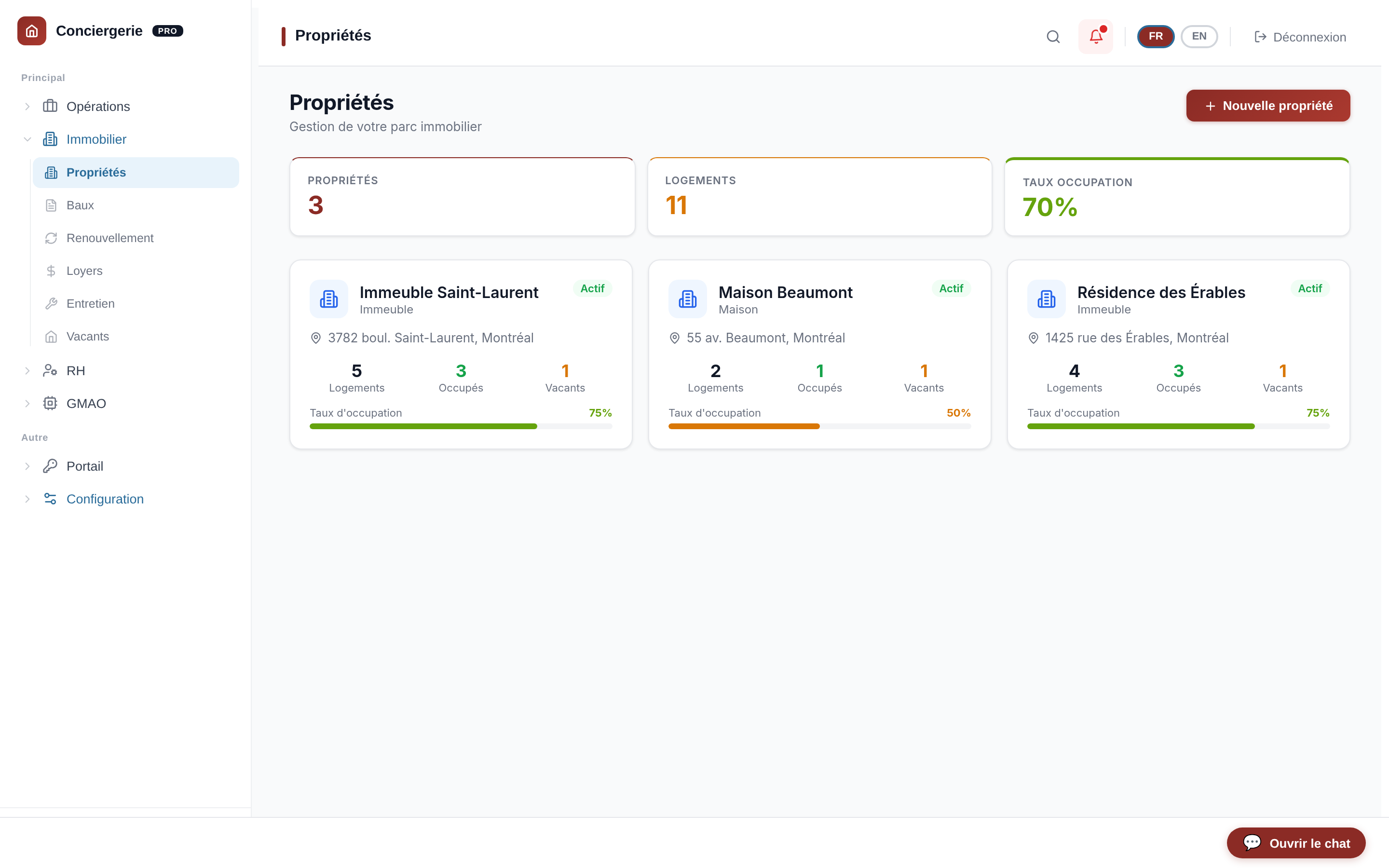 Module Propriétés — Conciergerie Dapfy